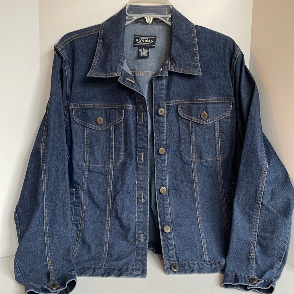 Sonoma, dark wash, four-way stretch, denim, jean jacket, size large